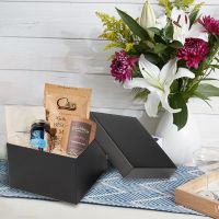Square Gift Boxes with Lids Set of 4 Black Gift Box Assorted Sizes Nesting Gift Boxes for Presents Birthday Bridesmaid Wedding Valentines Christmas Party Favor Boxes 