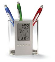 Thermometer alarm clock calenda with transparent  pen