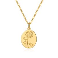 14k Gold Pated Engraved Personalised Rose Necklace for Her