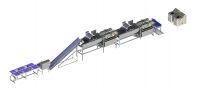Salad processing machine by trimming, cutting, washing, spin drying