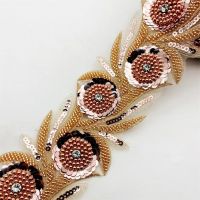 Q.HELM 10 Yards 3D Flower Lace Trim Ribbon Floral Applique Embroidered Fabric for Abaya Caftan Costume Original Design Sewing DIY Crafts