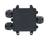 IP68 Plastic Waterproof Junction Box, YB730 Three-way Waterproof Junction Box, Outdoor Junction Box with One Inlet and Two Outlets and Terminal Blocks 
