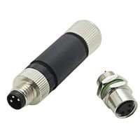 M8 3-pin Male Field Wireable Connector and M8 3-pin Female Rear-fastening Female Socket