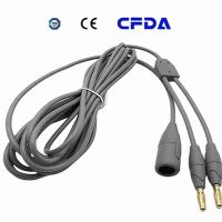 High-Frequency Bipolar Neutral Plate Connection Cable for GE LEEP, Neutral Electrode Return Plate with Double Parallel Banana Plugs