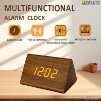 Triangular Mini LED Wood Clock Voice Control Table Gift Clock