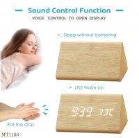Triangular LED Wood Clock Voice Control Table Gift Clock
