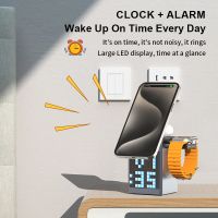 with Bluetooth Speaker Alarm Clock 6 in 1 Magnetic Multi-function Wireless Charger for Iphone 16 15 Pro Max for Airpods Iwatch