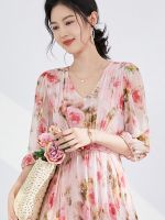 Silk Floral Dress - French Tea Style Summer Maxi Dress