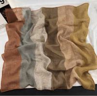 Cotton and linen color blocked headscarf