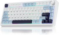 AULA F75 75% Wireless Mechanical Keyboard, Hot Swappable Creamy Keyboard, Pre-lubed Reaper Switches, 2.4GHz/Type-C/BT5.0, RGB Backlit Gaming Keyboards(White &amp; Blue)