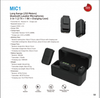 MIC1 Long Range(250 Meters)Bluetooth Lavalier Microphones3-in-1 (2 TX+ 1 RX + Charging case)