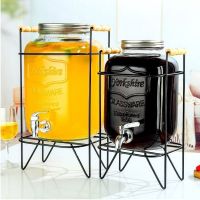 Juice Can Glass Beverage Dispenser - Large Capacity Glass Jar with Built-in Spigot, Ideal for Home Parties and Daily Use