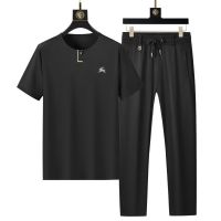 Ice Silk Casual Suit for Men - Summer Lightweight Men's Sportswear Set - Fitness Morning Training Two-piece Short-Sleeved T-shirt Set