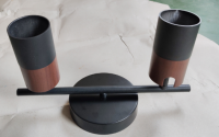Spot Light With 2 Heads,Round base,black and wooden color