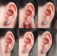 DEF VVS Claw Set Halo Classic silicone stud earrings Round Cut Loose Gemstone S925 sterling silver women's silicone earrings
