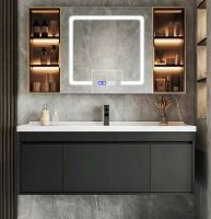 Modern Luxury Integrated LED - Lighting Bathroom Washstand with Mirror Cabinet Set