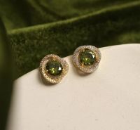 Zircon Olive Green Stud Earrings