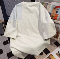 American cotton heavyweight crew neck short sleeve T-shirt women's 2024 summer new crayon Xiaoxin loose couple top tide