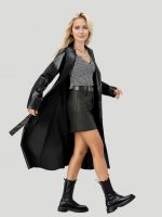 2024 Extended-Length Robe Coat â€“ Women's Wrinkle-Resistant Leather Trench (Customizable Cross-Border Fashion Jacket)