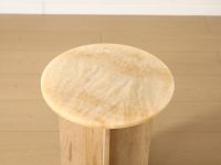 Custom-made Yellow Marble Solid Wood Leg Side Table for the Living Room