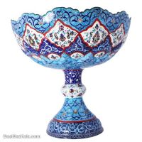 Hand-Painted Copper Minakari Pedestal Bowl, Code LT-86