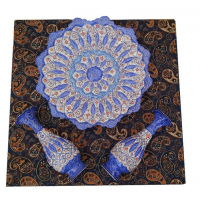 Set of Two 16 cm Vases and One 25 cm Plate with Termeh Gift Box
