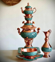 Handcrafted Turquoise Samovar Set  Ã¢ï¿½ï¿½ Includes Teapot, Jug, Bowl & Tray 