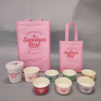 Custom Logo Printed  Ice Cream Cup Frozen Yogurt Gelato Ice Cream Bowl With Lid