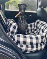 Ultralight Portable Travel Car Dog Bed - Lightweight Polyester Classic Black White Check (M/L)