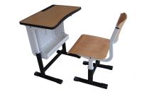 Height-Adjustable School Desk &amp;amp;amp; Chair (with Wire Basket)