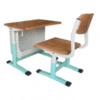 Solid wood Height-Adjustable School Desk &amp;amp;amp; Chair (with Wire Basket)