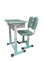 Triple-Section Steel-Plastic Mechanically Adjustable School Desk and Chair