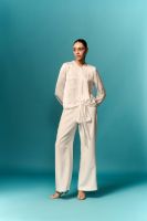 White satin knot top & pant