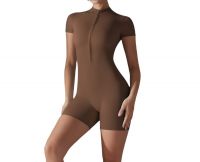 Yoga One-piece Zippered Outfit Short-sleeved &amp; Shorts