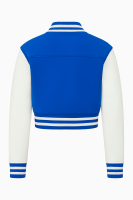 Latest Style Unique Varsity Bomber Jacket With Contrast Leather Sleeves And Wool Body Ribbed Trim For Women Everyday Street Style