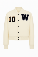 Custom New Wight Color Casual Wear Bomber Jacket with Snap Button Closure With Genuine Leather for Seasonal Wear