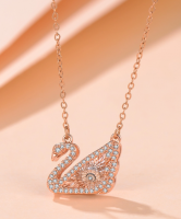 DLB Jewelry Gemstone Collection Swan Rose Gold Necklace
