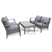 Tempered Sofa Set - Flat wicker 7mm - Poly rattan furniture