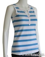 Half Button Striped Tank