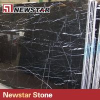 Polished nero marquina black marble slab