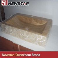 Newstar bahroom square beige travertine sink