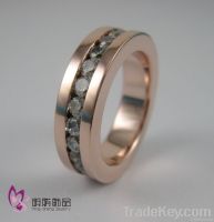 Rose gold ring inlaid zircon