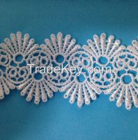 White Embroidered Guipure Chemical Lace