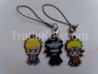 pvc mobile phone strap,rubber phone padent,naruto anime phone accessories