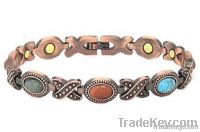 Alloy Magnetic Bracelets with Gemstones