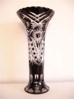 Hand Made Crystal Vase "Peterhof" black