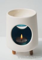 Ceramic Incense Burner with 3 Wooden Legs in Cylinder shape