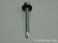hex head self drilling screw with EPDM washer, zinc plated