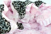 leopard minky with pink ruffle blanket