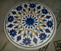 Indian Stone Inlay Marble Inlay Table Top, Medallions Borders Table Tops